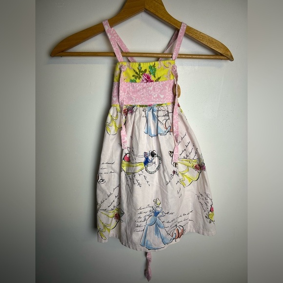 Oh Sew Sweet designs Hand Made Disney Princess girl Pink Yellow Floral Dress 3T - Picture 1 of 9